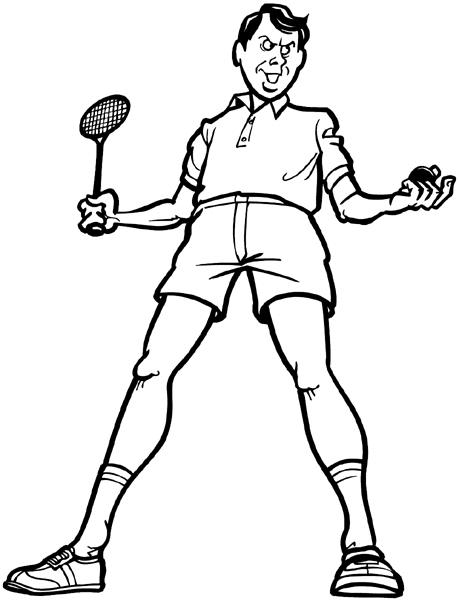 Man ready to serve tennis ball vinyl sticker. Customize on line. Sports 085-1082